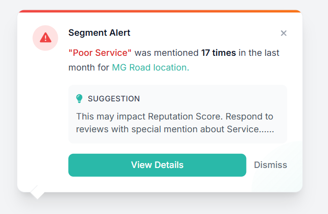 Segment alert in the product